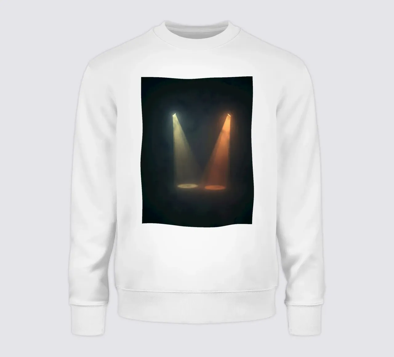 Due fasci di luce contrastanti illuminano un palcoscenico nebbioso felpa da DesignDoodle