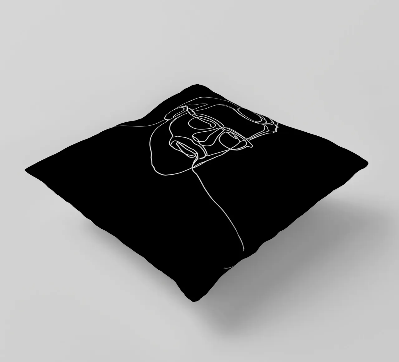 Minimalist Line Drawing of a Man with Glasses | Modern Abstr decorative cushion by Viv Line Art