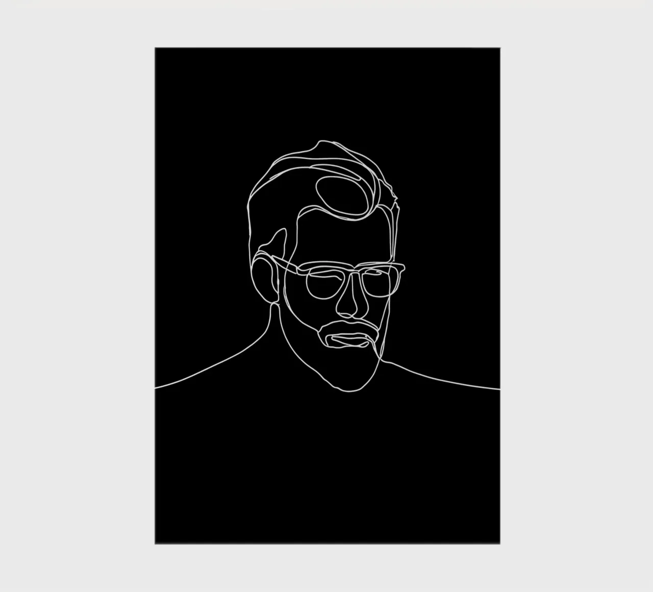 Minimalist Line Drawing of a Man with Glasses | Modern Abstr notebook by Viv Line Art