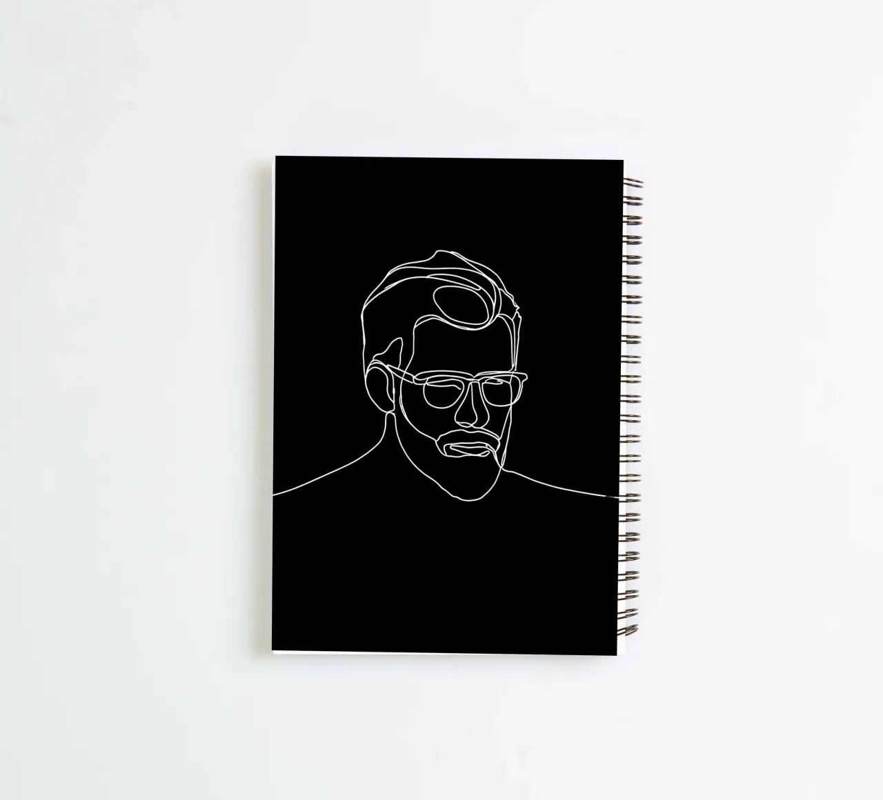 Minimalist Line Drawing of a Man with Glasses | Modern Abstr spiral notebook by Viv Line Art