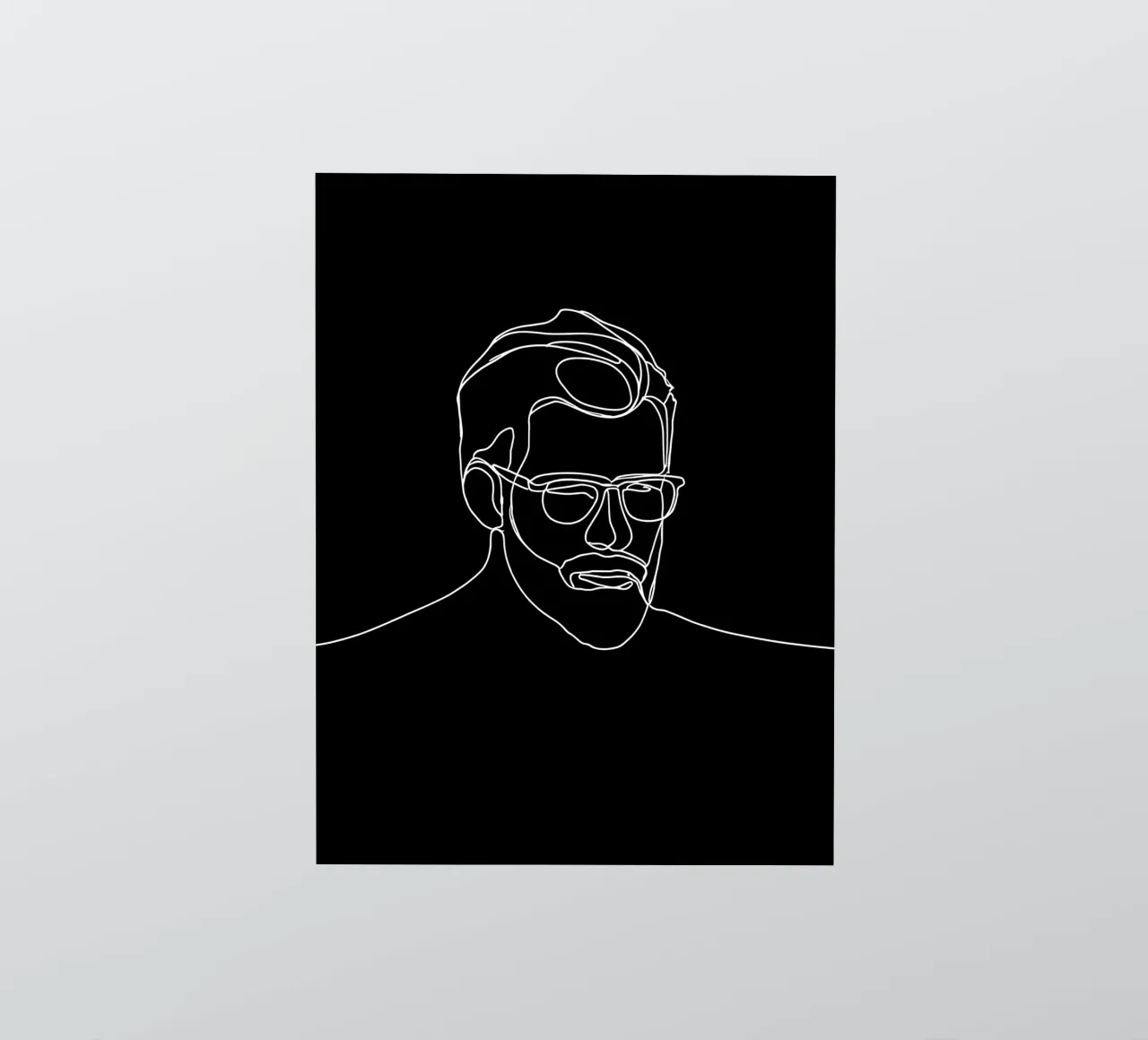 Minimalist Line Drawing of a Man with Glasses | Modern Abstr sticker by Viv Line Art