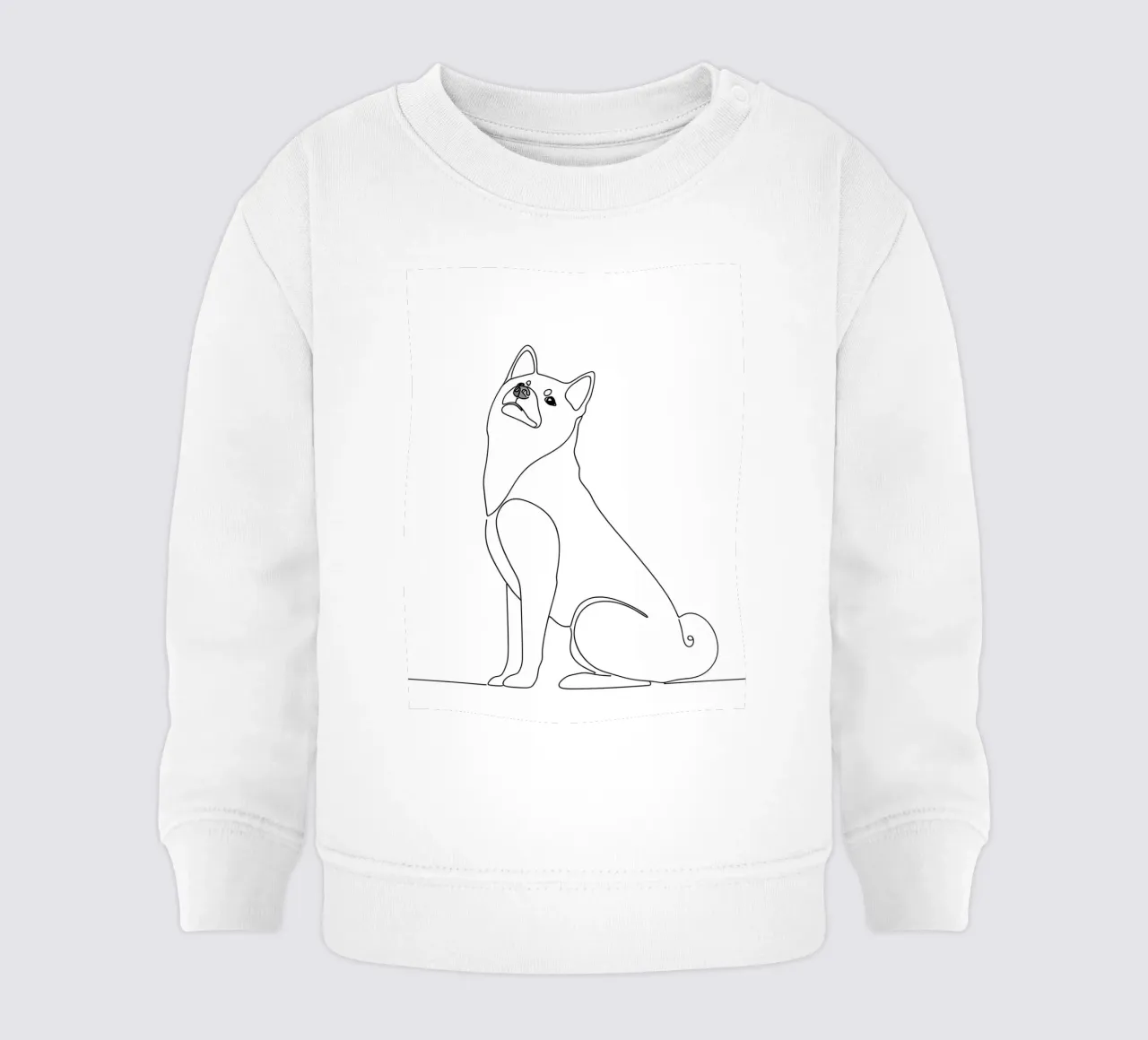 Dessin au trait minimaliste d'un Shiba Inu | Modern Abstract Art sweat pour bébé de Viv Line Art