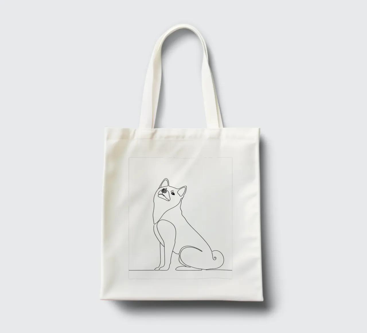Minimalist Line Drawing of a Shiba Inu | Modern Abstract Art tote bag by Viv Line Art
