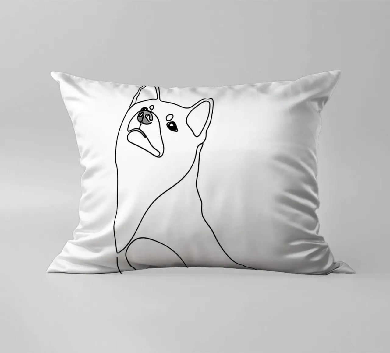 Minimalist Line Drawing of a Shiba Inu | Modern Abstract Art decorative cushion by Viv Line Art