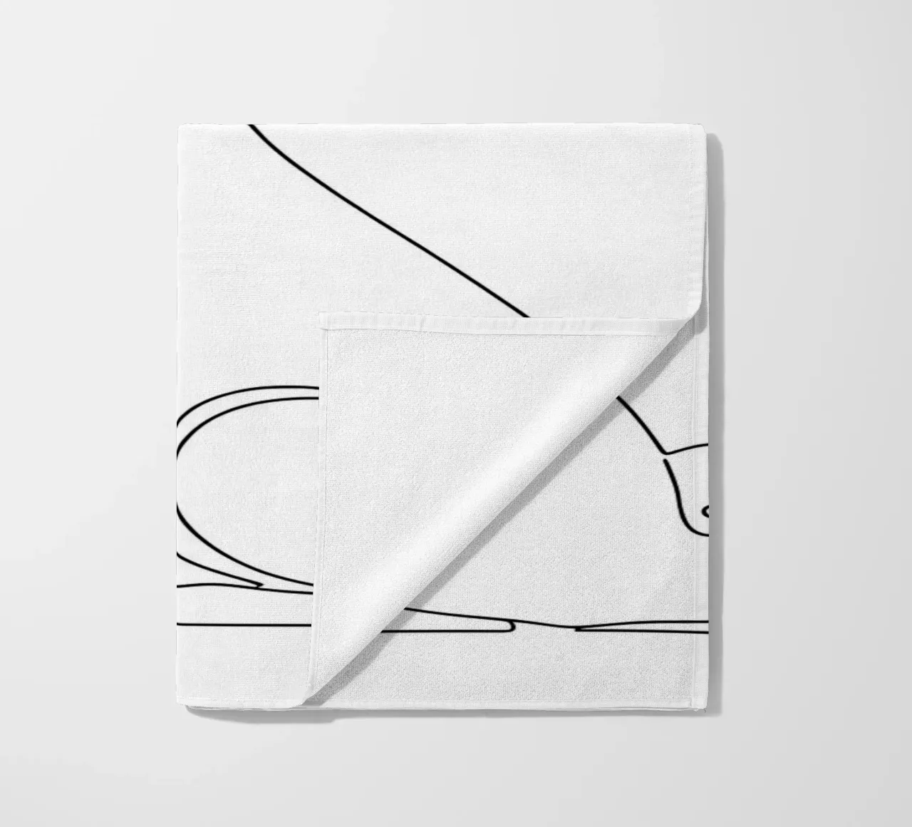 Dessin au trait minimaliste d'un Shiba Inu | Modern Abstract Art serviette de plage de Viv Line Art