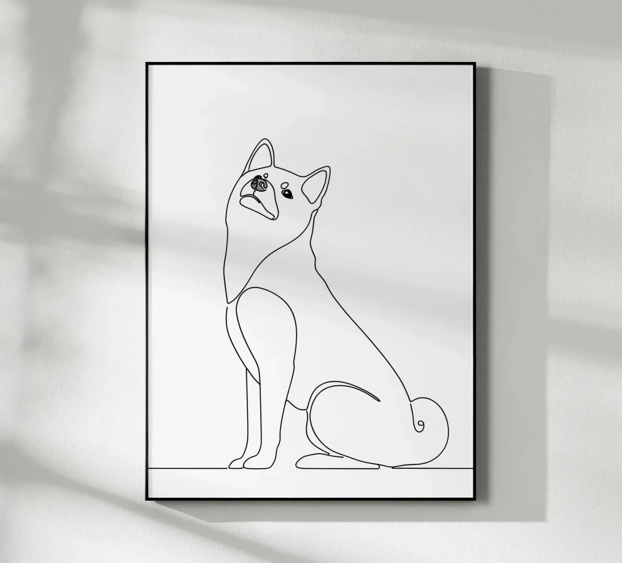 Dessin au trait minimaliste d'un Shiba Inu | Modern Abstract Art plexiglas de Viv Line Art