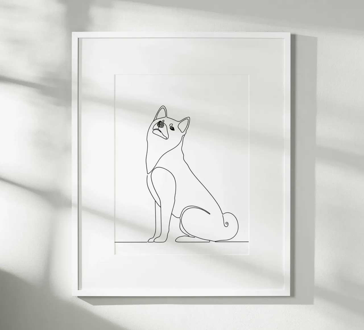 Dessin au trait minimaliste d'un Shiba Inu | Modern Abstract Art hahnemühle de Viv Line Art