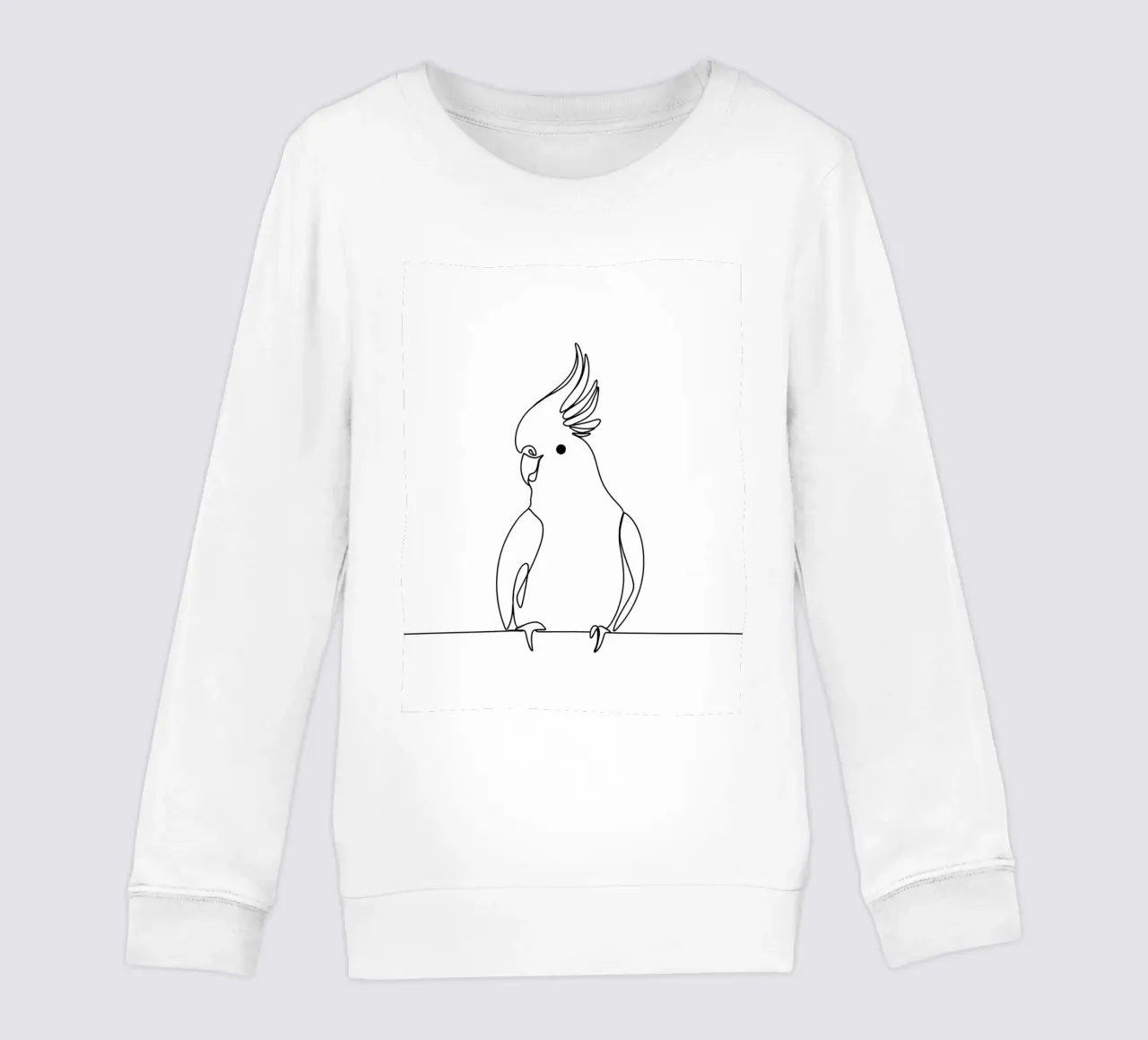 Minimalist Line Drawing of a Cockatoo | Modern Abstract Art kids sweatshirt by Viv Line Art