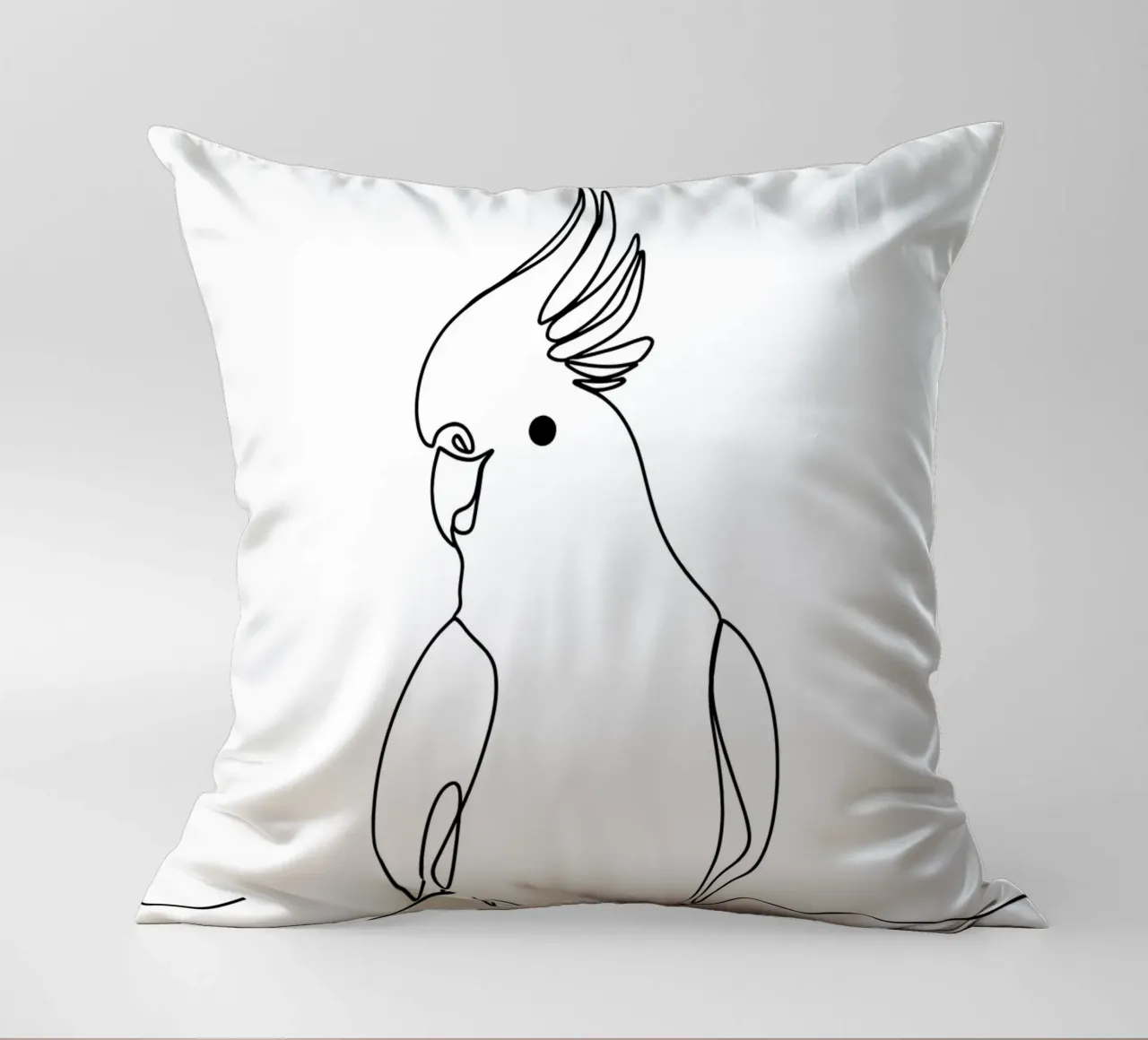 Minimalist Line Drawing of a Cockatoo | Modern Abstract Art decorative cushion by Viv Line Art