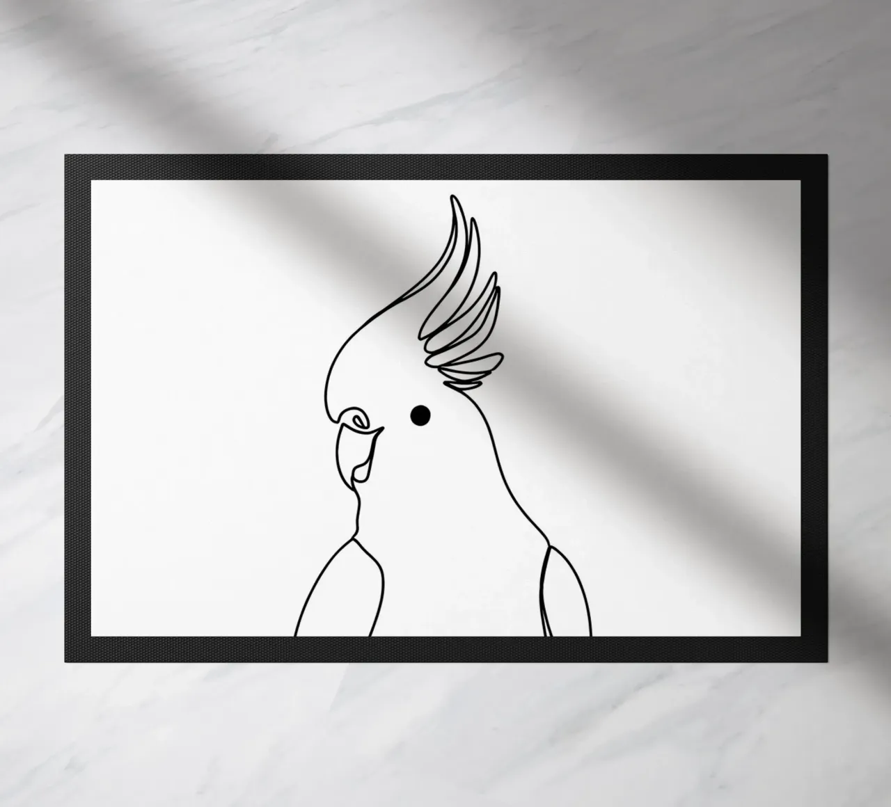 Minimalist Line Drawing of a Cockatoo | Modern Abstract Art doormat by Viv Line Art