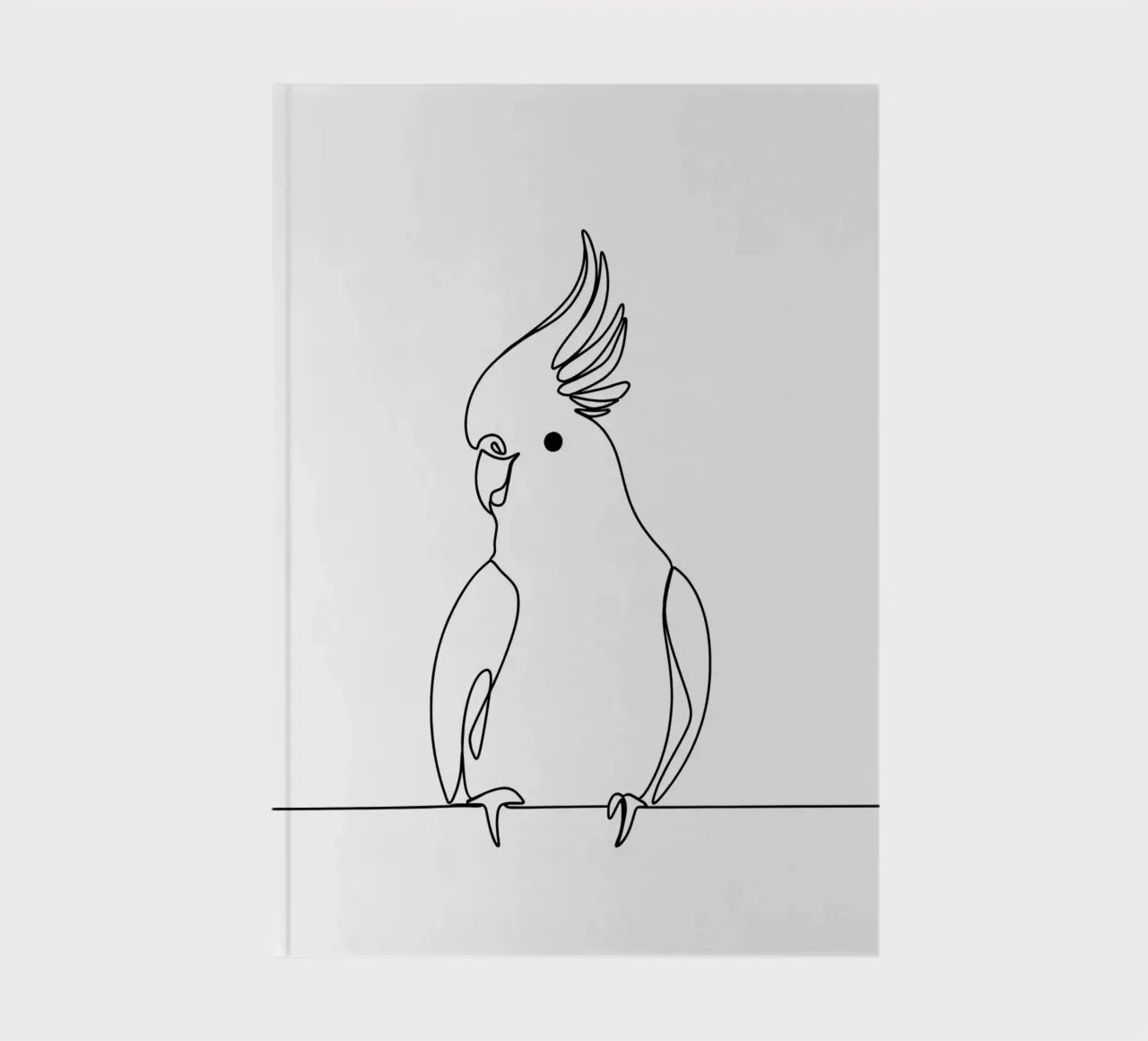 Minimalist Line Drawing of a Cockatoo | Modern Abstract Art notebook by Viv Line Art