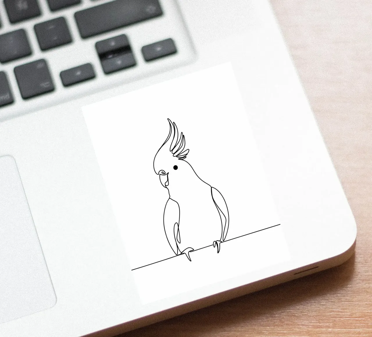 Minimalist Line Drawing of a Cockatoo | Modern Abstract Art sticker by Viv Line Art