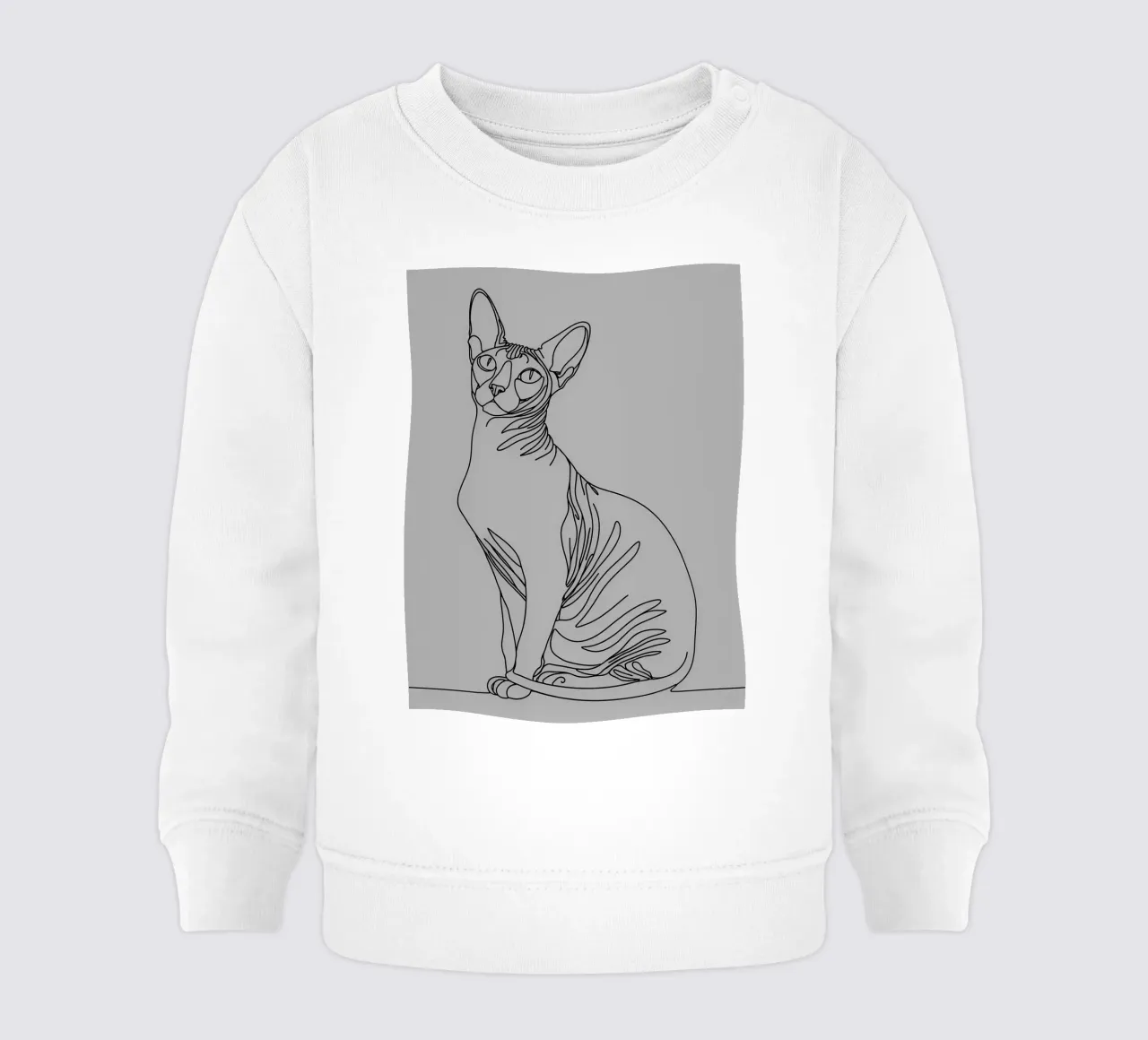 Dessin au trait minimaliste d'un chat Sphynx | Modern Abstract Ar sweat pour bébé de Viv Line Art