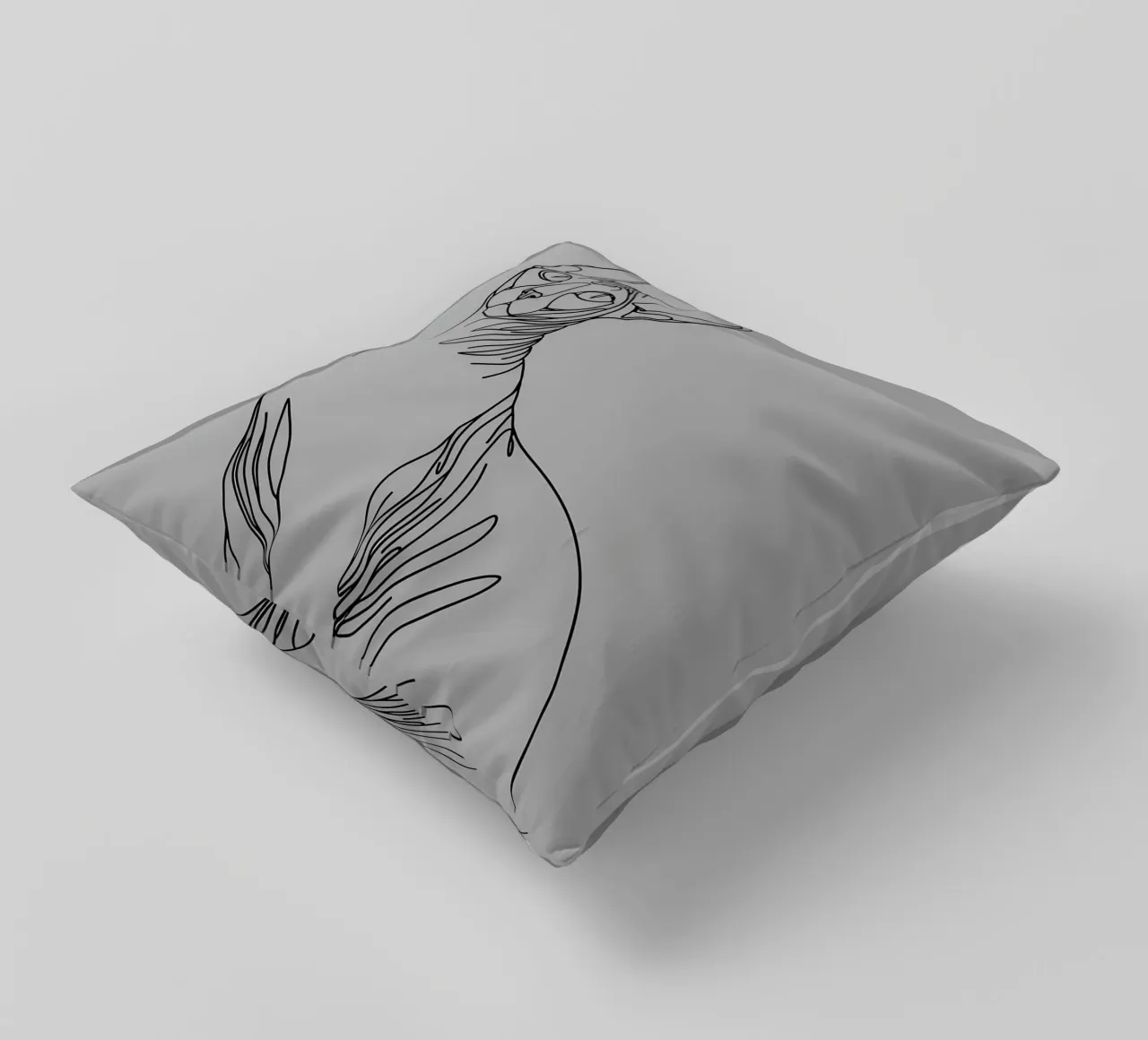 Minimalist Line Drawing of a Sphynx Cat | Modern Abstract Ar decorative cushion by Viv Line Art