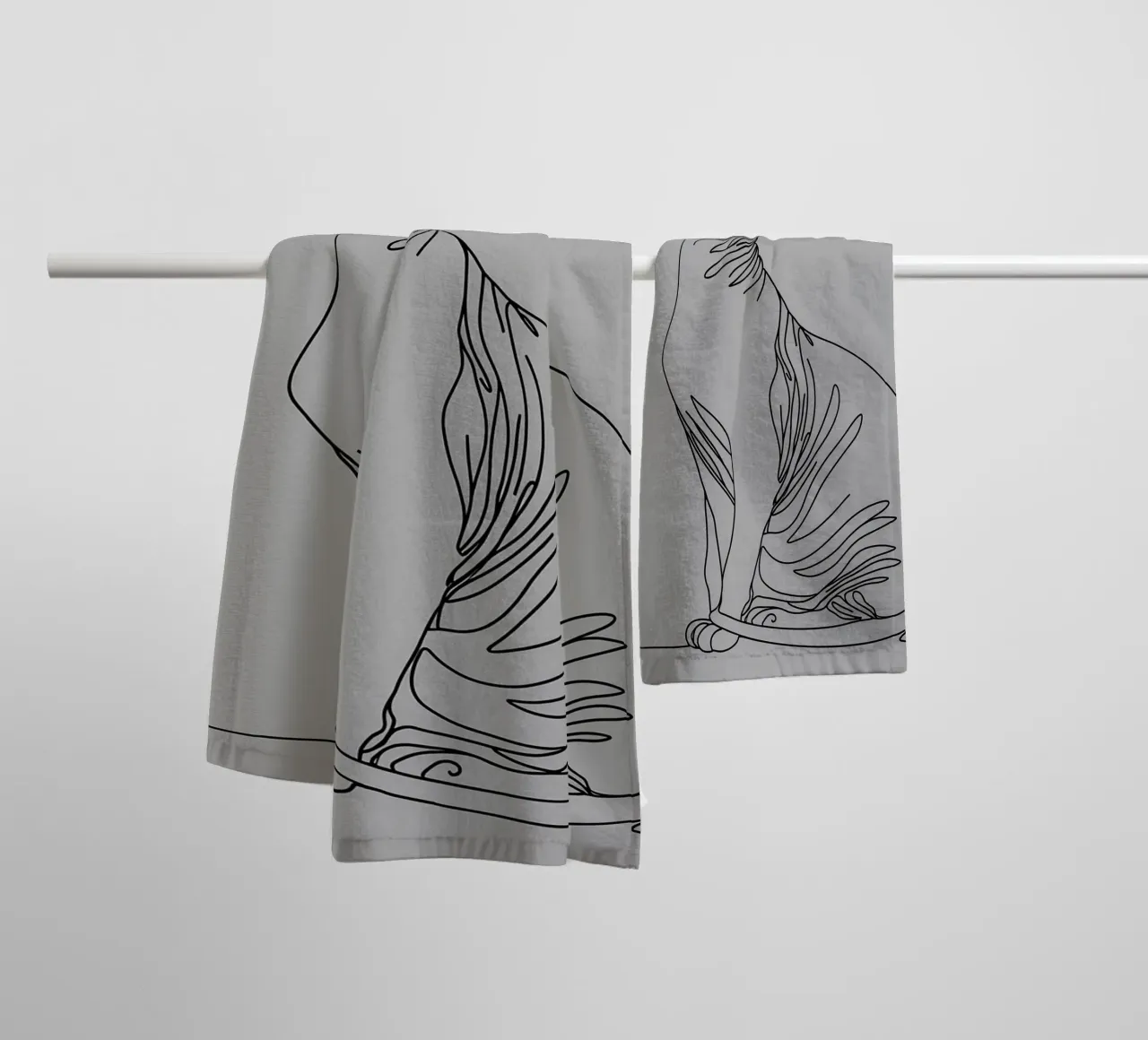 Minimalist Line Drawing of a Sphynx Cat | Modern Abstract Ar towel by Viv Line Art