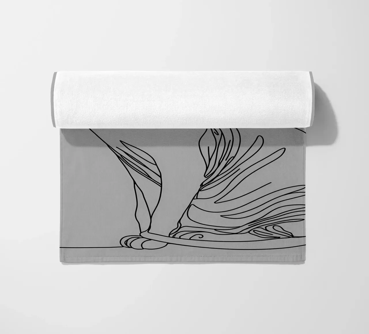 Minimalist Line Drawing of a Sphynx Cat | Modern Abstract Ar beach towel by Viv Line Art
