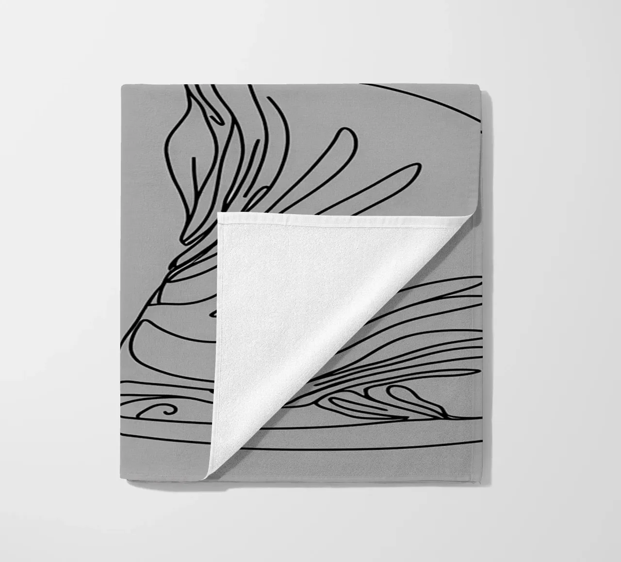 Minimalist Line Drawing of a Sphynx Cat | Modern Abstract Ar beach towel by Viv Line Art
