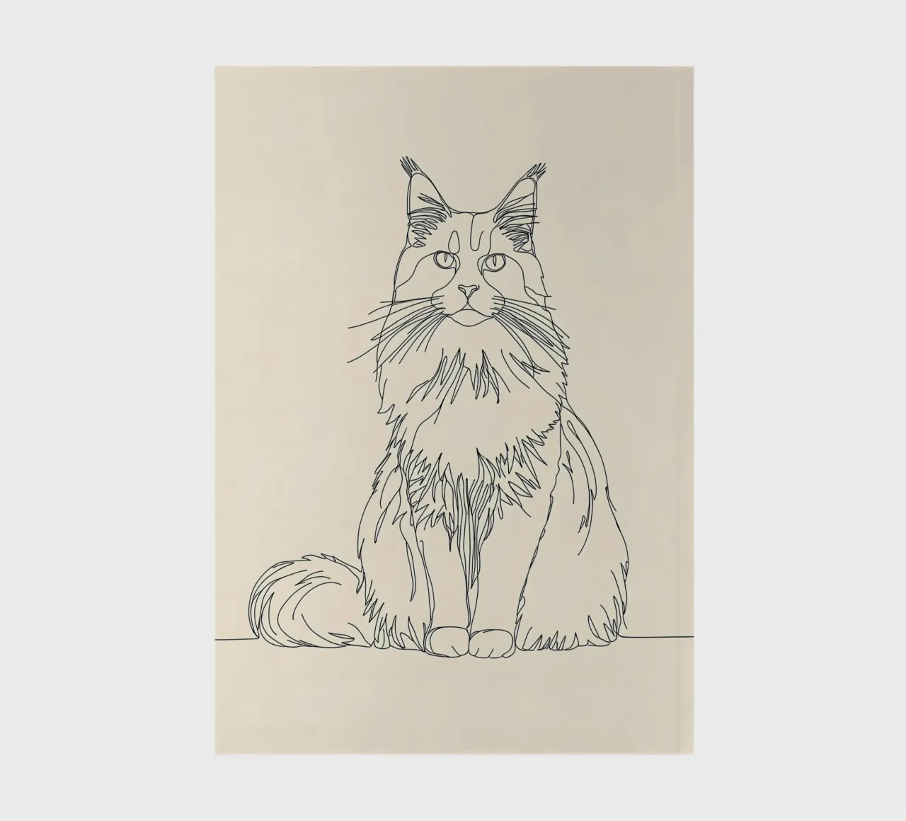 Minimalist Line Drawing of a Chrysanthemum Cat | Modern Abst notebook by Viv Line Art