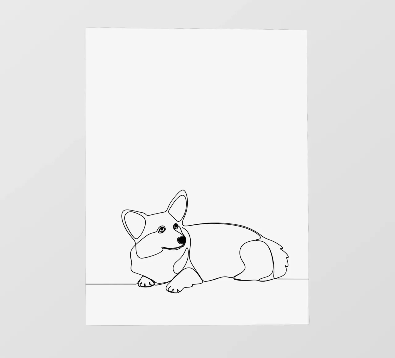 Minimalist Line Drawing of a Corgi | Modern Abstract Art photo wallpaper by Viv Line Art