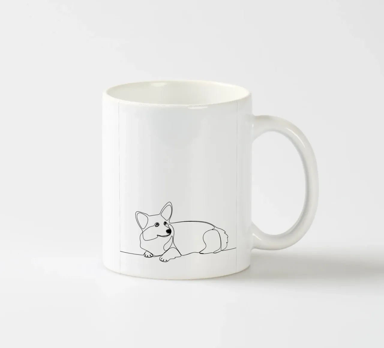 Minimalist Line Drawing of a Corgi | Modern Abstract Art ceramic mug by Viv Line Art