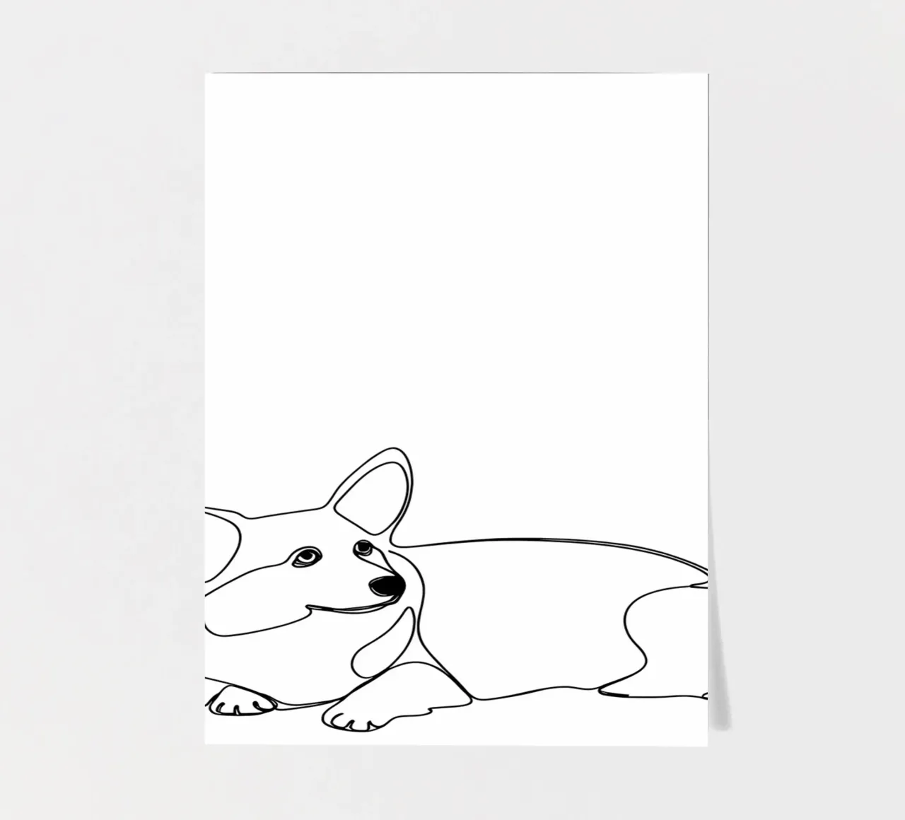Minimalist Line Drawing of a Corgi | Modern Abstract Art sticker sheet by Viv Line Art