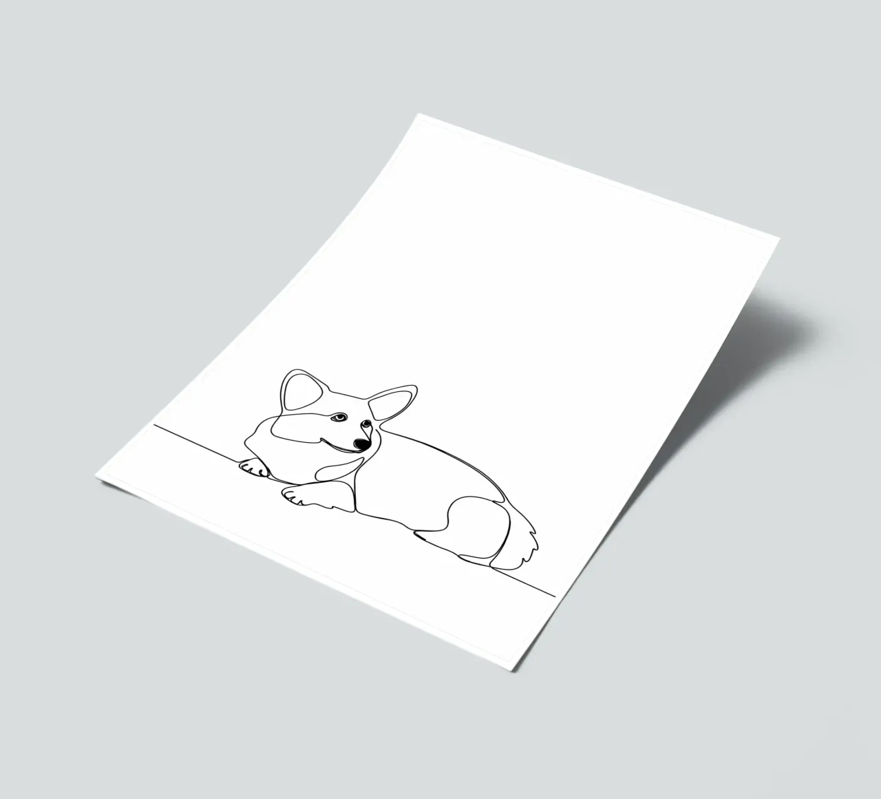 Minimalist Line Drawing of a Corgi | Modern Abstract Art sticker sheet by Viv Line Art