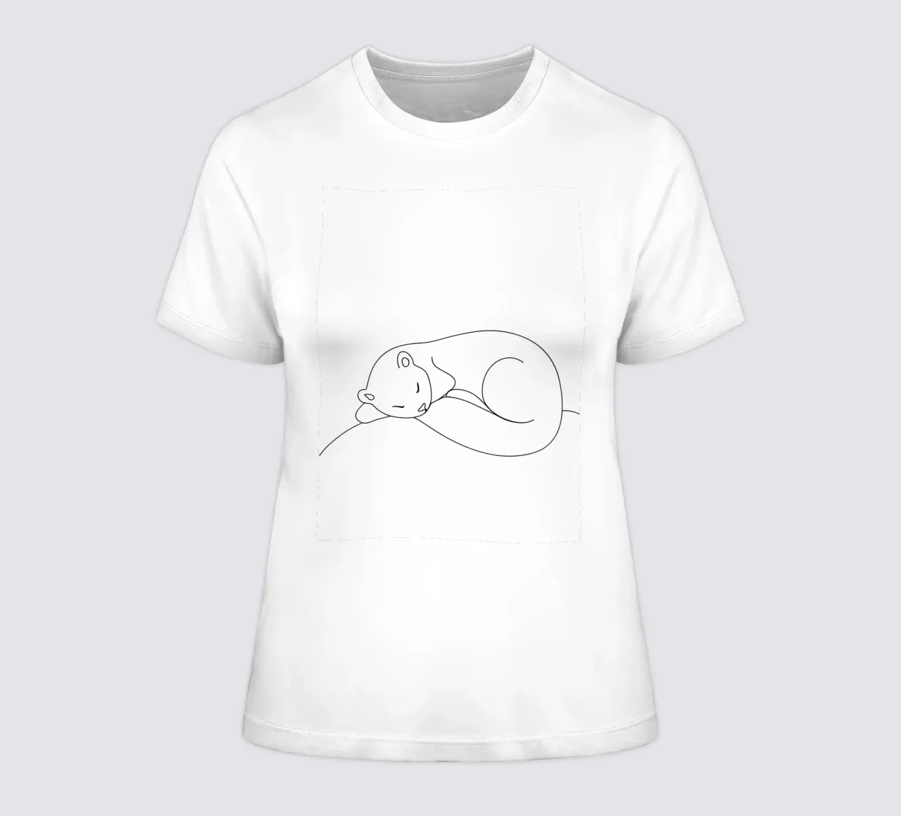 Minimalist Line Drawing of a Sleeping Otter | Modern Abstrac women's fitted t-shirt by Viv Line Art