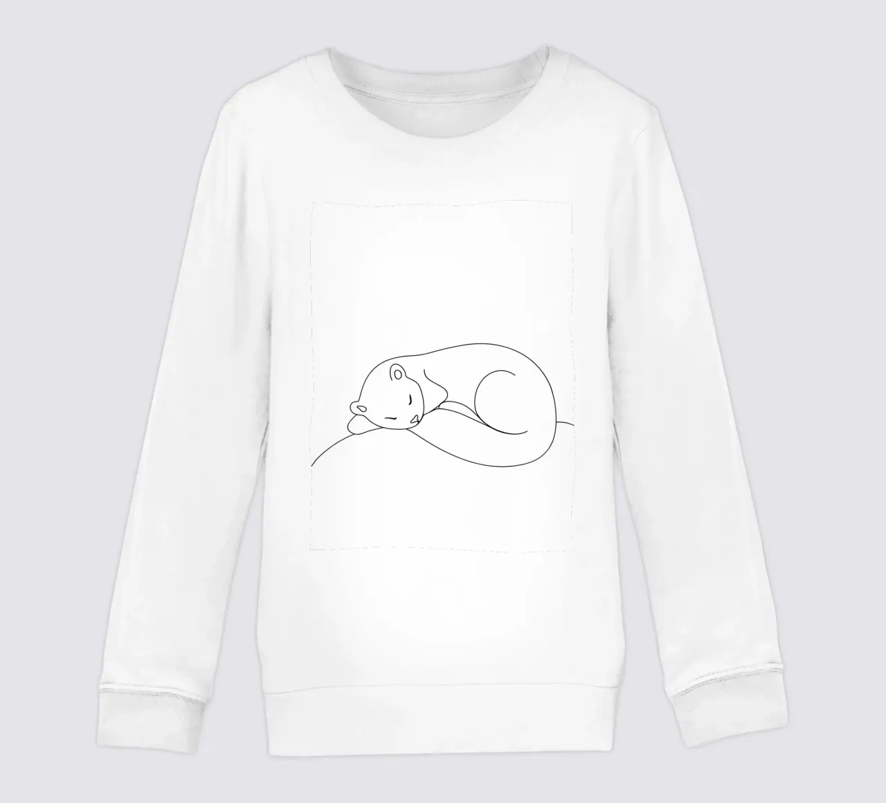 Disegno lineare minimalista di una lontra addormentata | Modern Abstrac felpa bambino da Viv Line Art