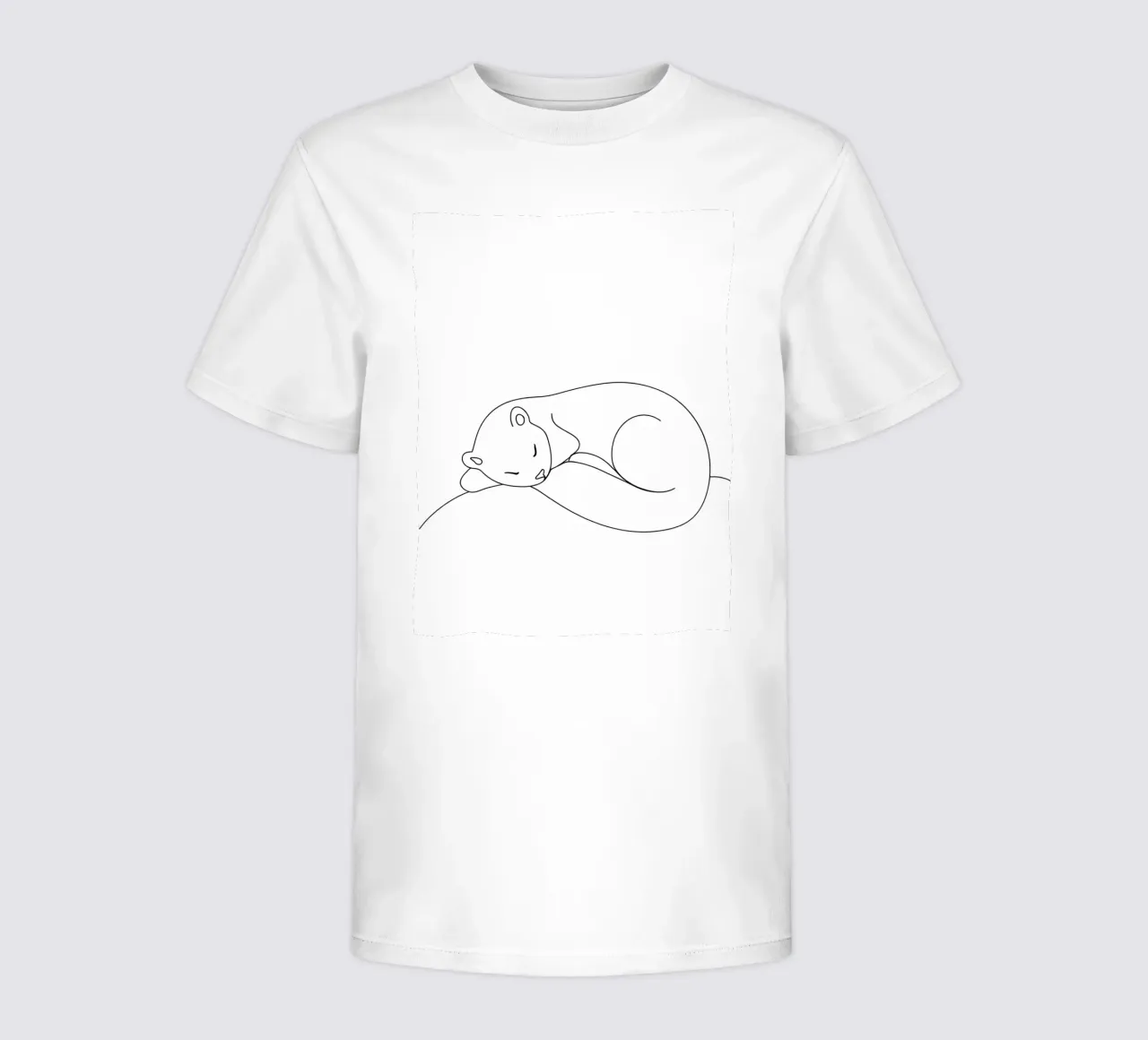 Minimalist Line Drawing of a Sleeping Otter | Modern Abstrac kids t-shirt by Viv Line Art
