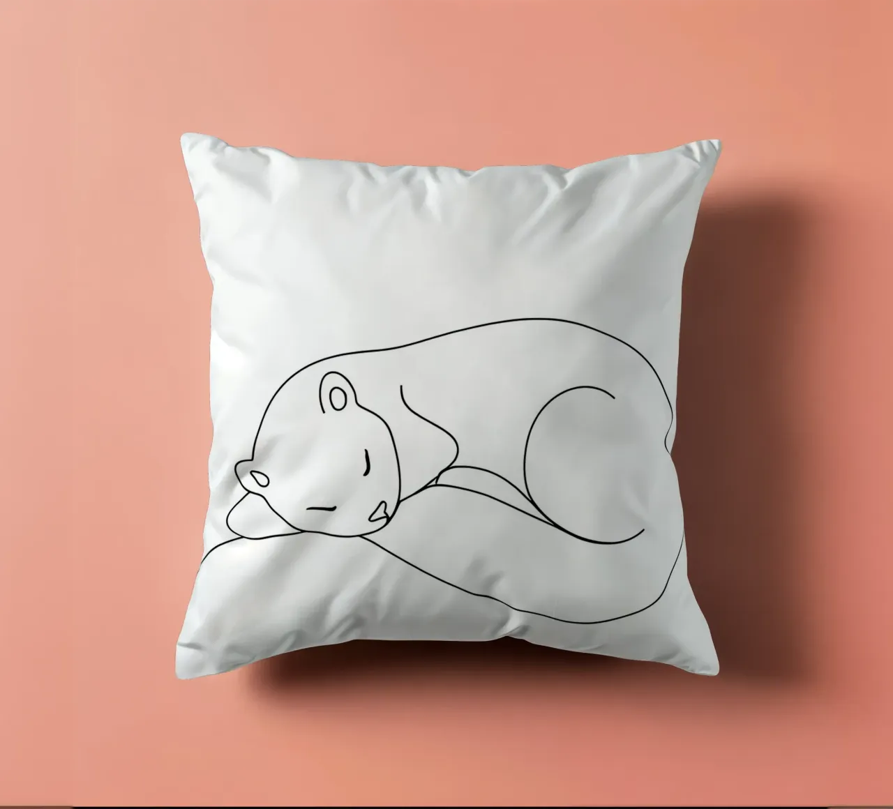 Disegno lineare minimalista di una lontra addormentata | Modern Abstrac cuscino da Viv Line Art