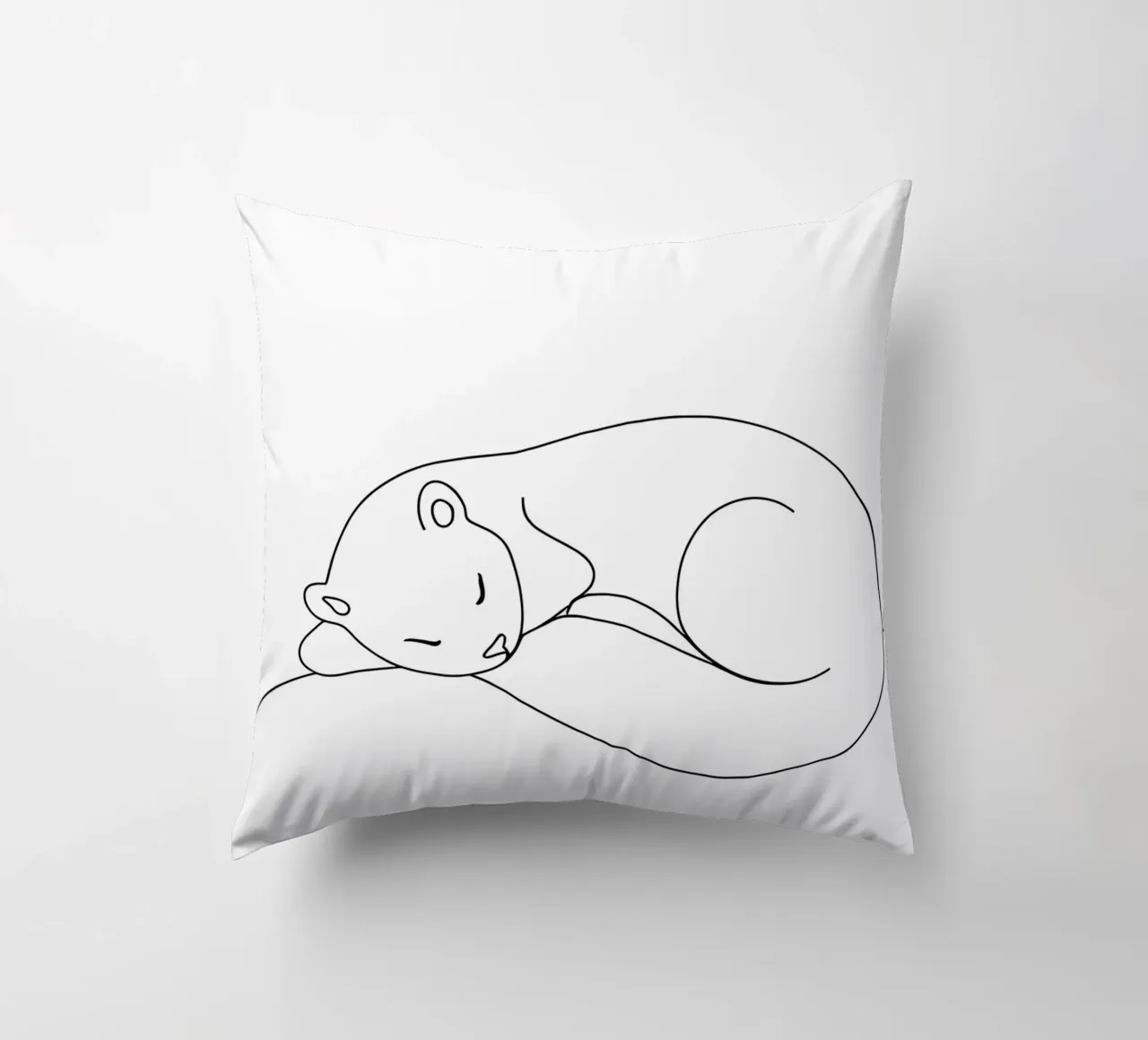 Disegno lineare minimalista di una lontra addormentata | Modern Abstrac cuscino da Viv Line Art