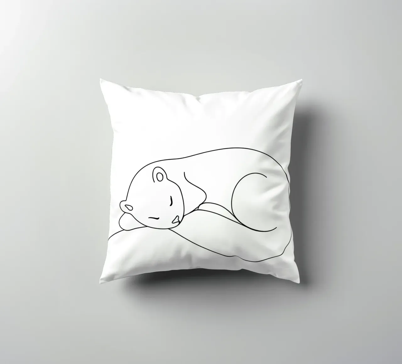 Disegno lineare minimalista di una lontra addormentata | Modern Abstrac cuscino da Viv Line Art