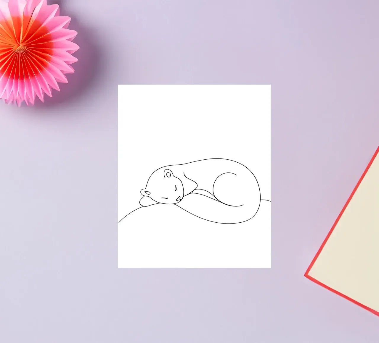 Minimalist Line Drawing of a Sleeping Otter | Modern Abstrac sticker by Viv Line Art