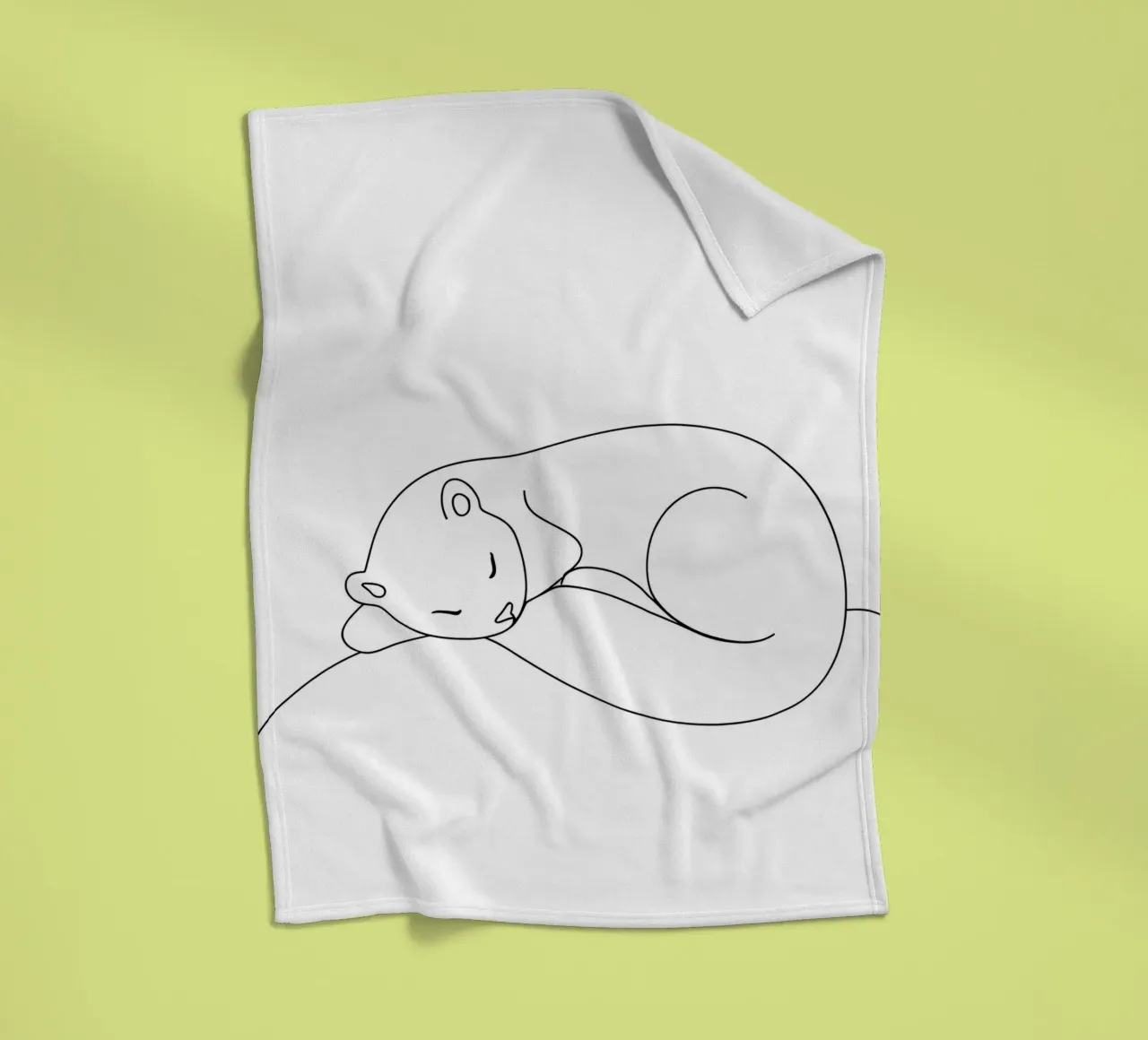 Minimalist Line Drawing of a Sleeping Otter | Modern Abstrac fleece blanket by Viv Line Art