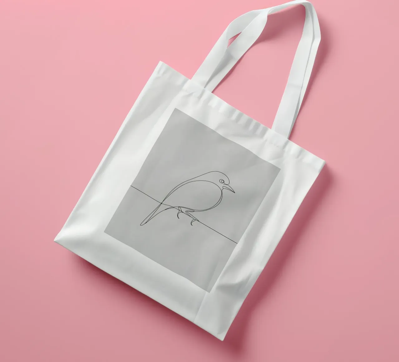 Minimalist Line Drawing of a Bird on a Wire | Modern Abstrac tote bag by Viv Line Art