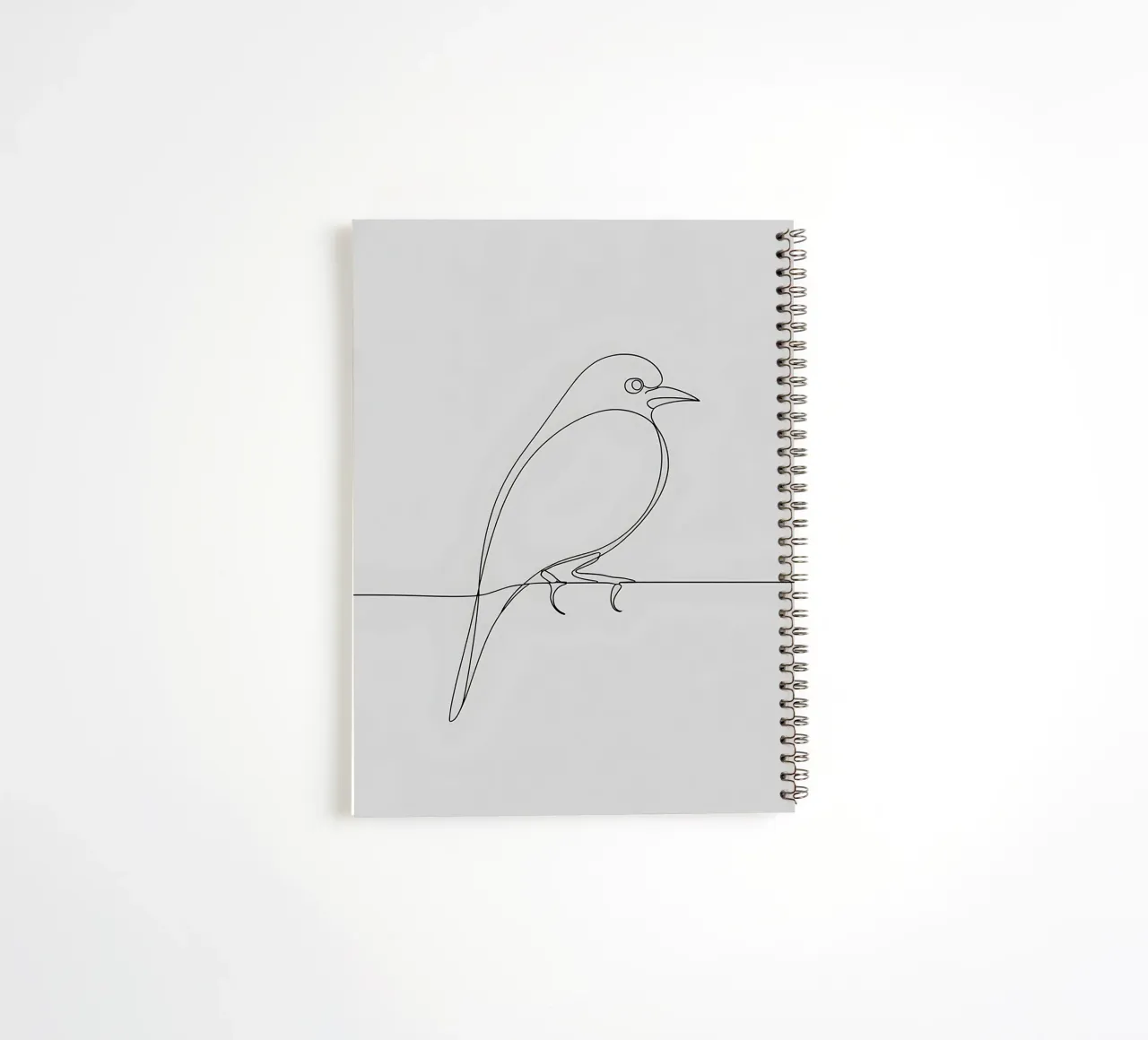 Minimalist Line Drawing of a Bird on a Wire | Modern Abstrac spiral notebook by Viv Line Art