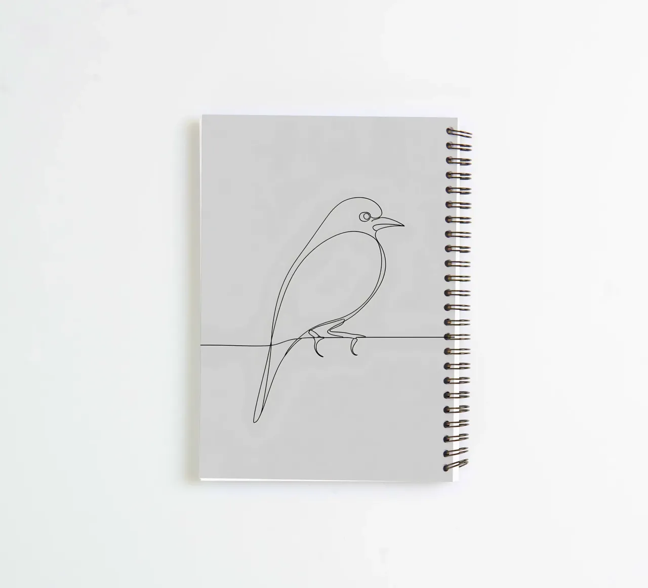 Minimalist Line Drawing of a Bird on a Wire | Modern Abstrac spiral notebook by Viv Line Art