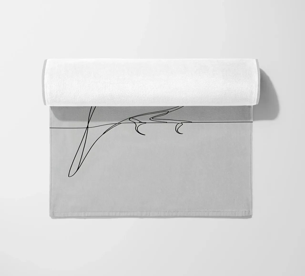Disegno lineare minimalista di un uccello su un filo | Astrazione moderna telo mare da Viv Line Art