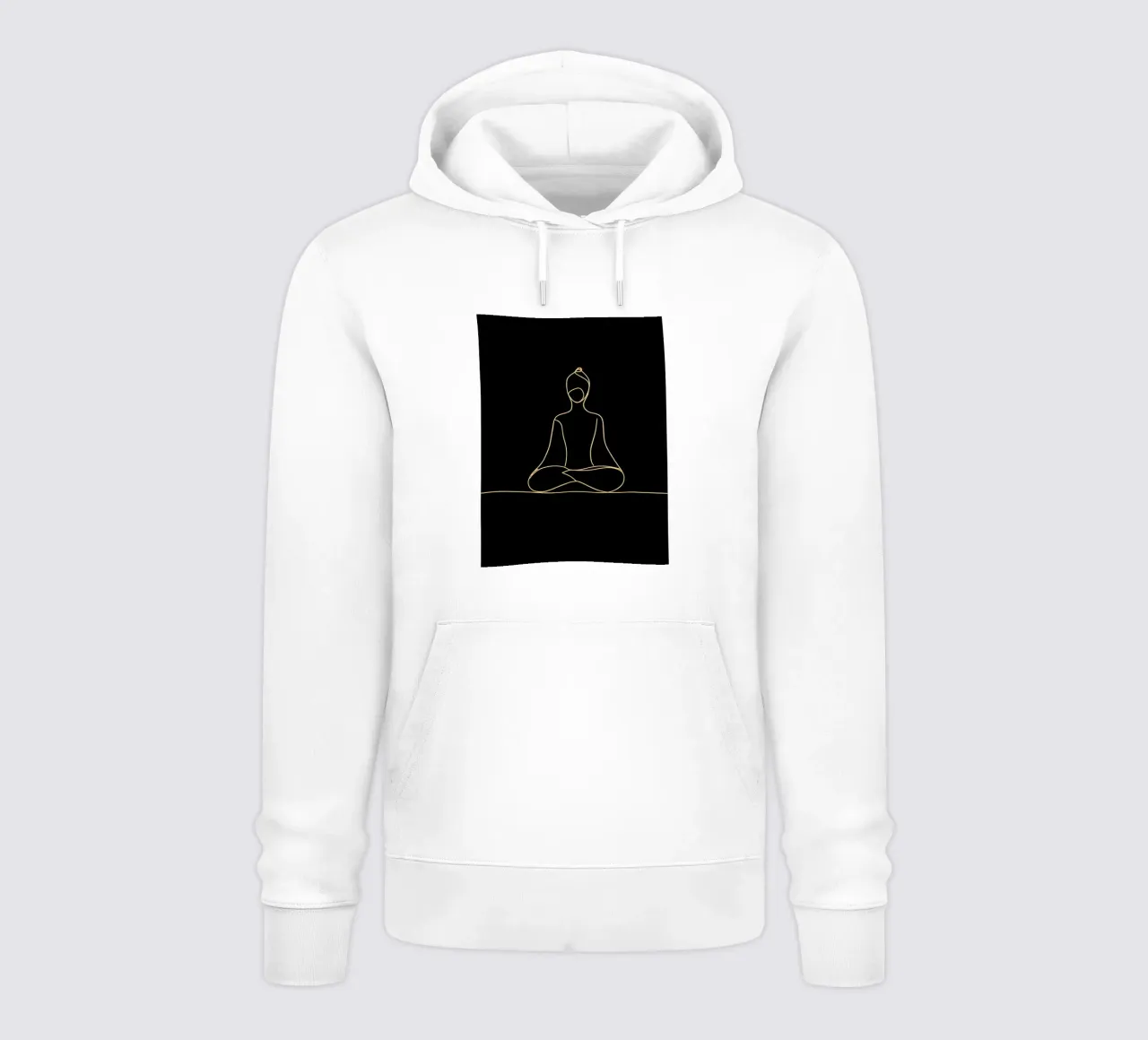 Dibujo lineal minimalista de un hombre meditando | Modern Abstrac sudadera con capucha de Viv Line Art