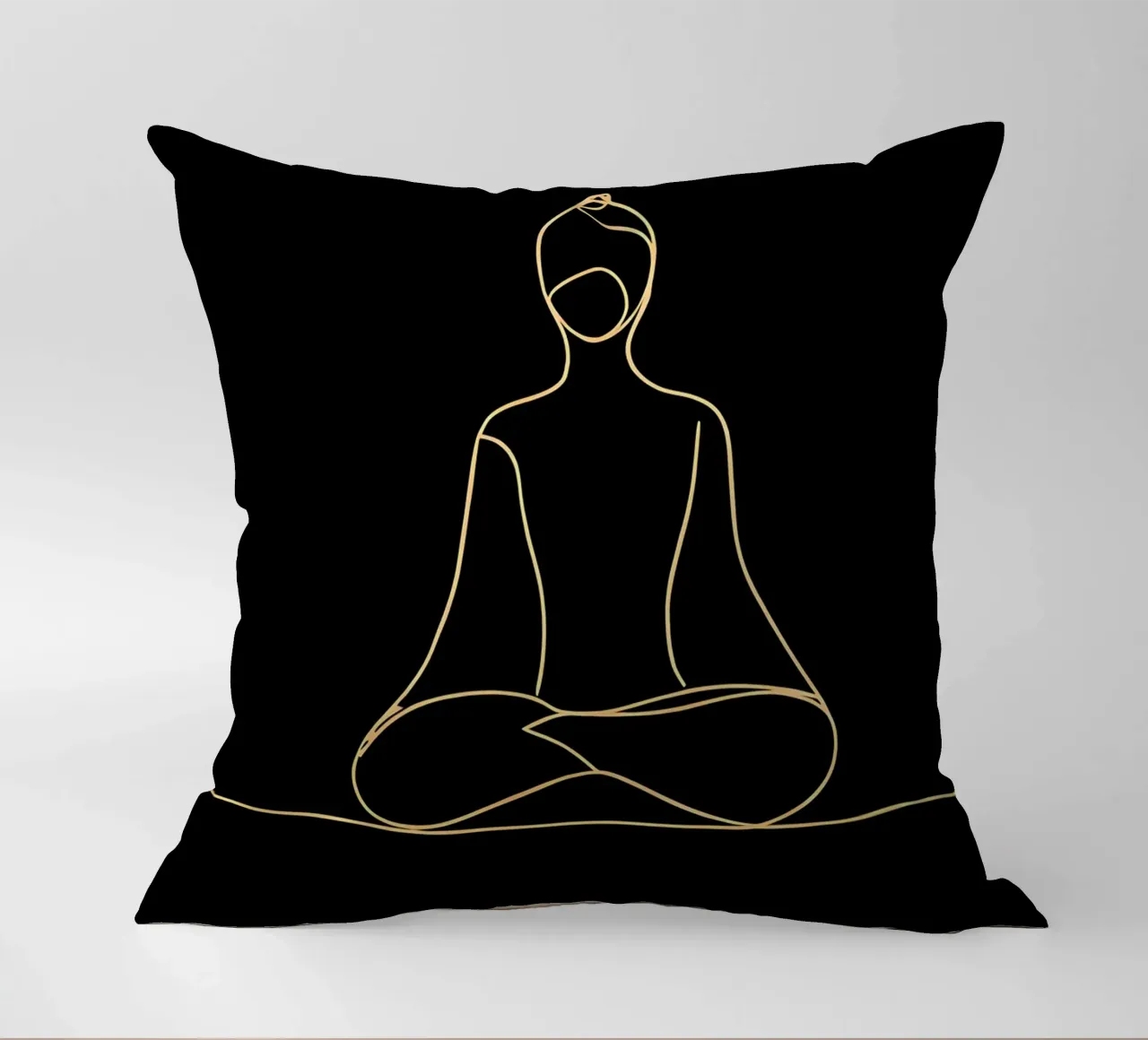 Minimalist Line Drawing of a Meditating Man | Modern Abstrac decorative cushion by Viv Line Art