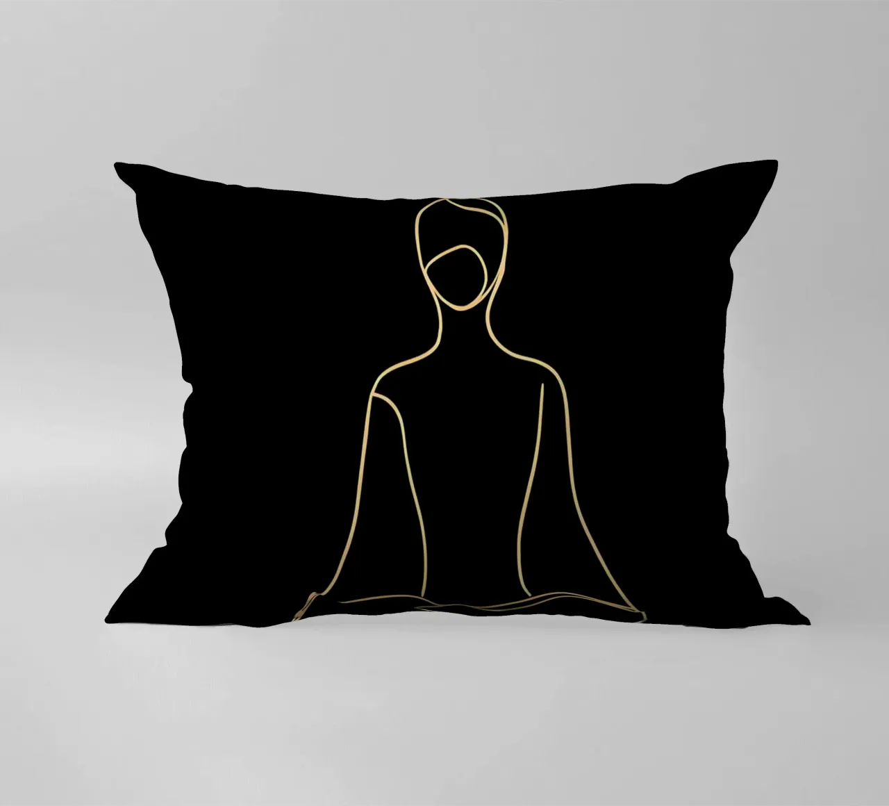 Minimalist Line Drawing of a Meditating Man | Modern Abstrac decorative cushion by Viv Line Art