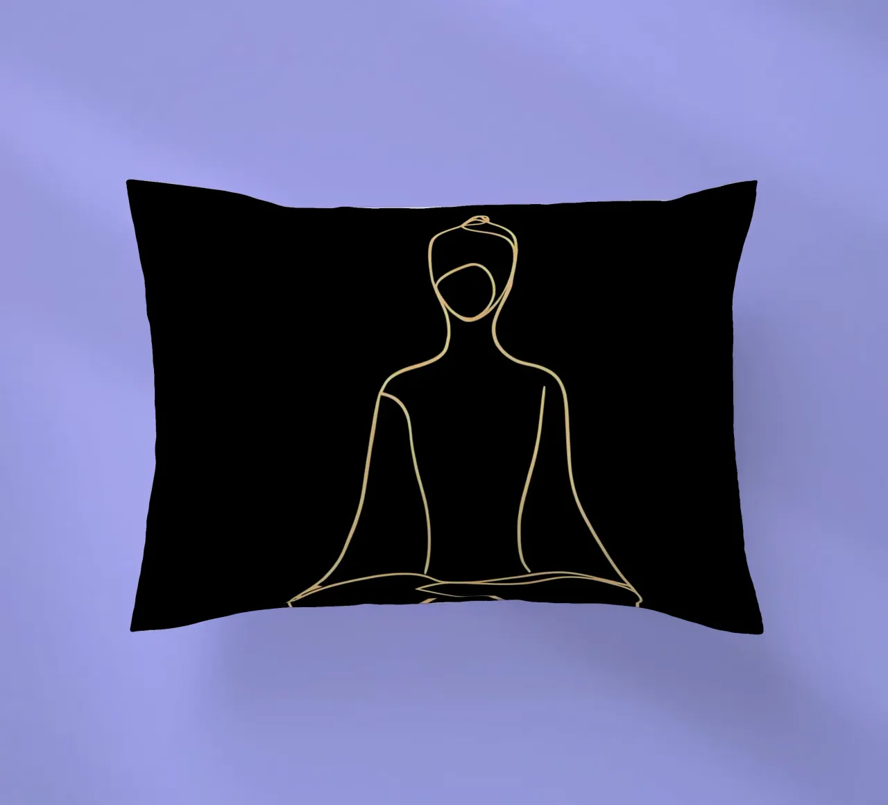 Minimalist Line Drawing of a Meditating Man | Modern Abstrac decorative cushion by Viv Line Art