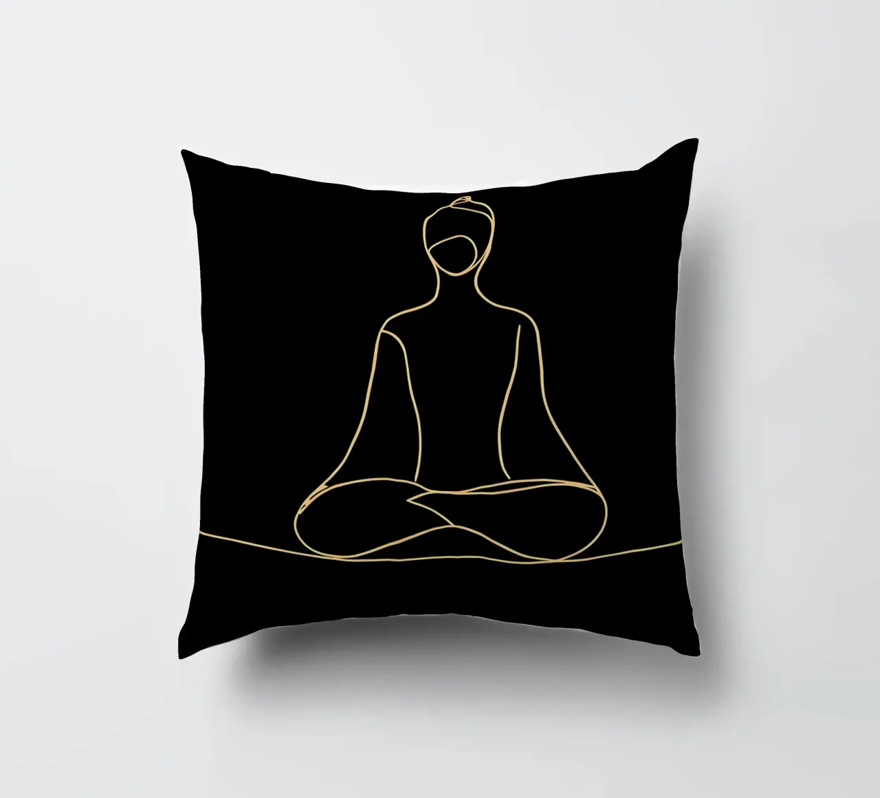 Minimalist Line Drawing of a Meditating Man | Modern Abstrac decorative cushion by Viv Line Art