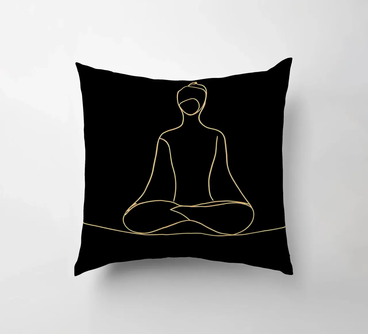 Minimalist Line Drawing of a Meditating Man | Modern Abstrac decorative cushion by Viv Line Art