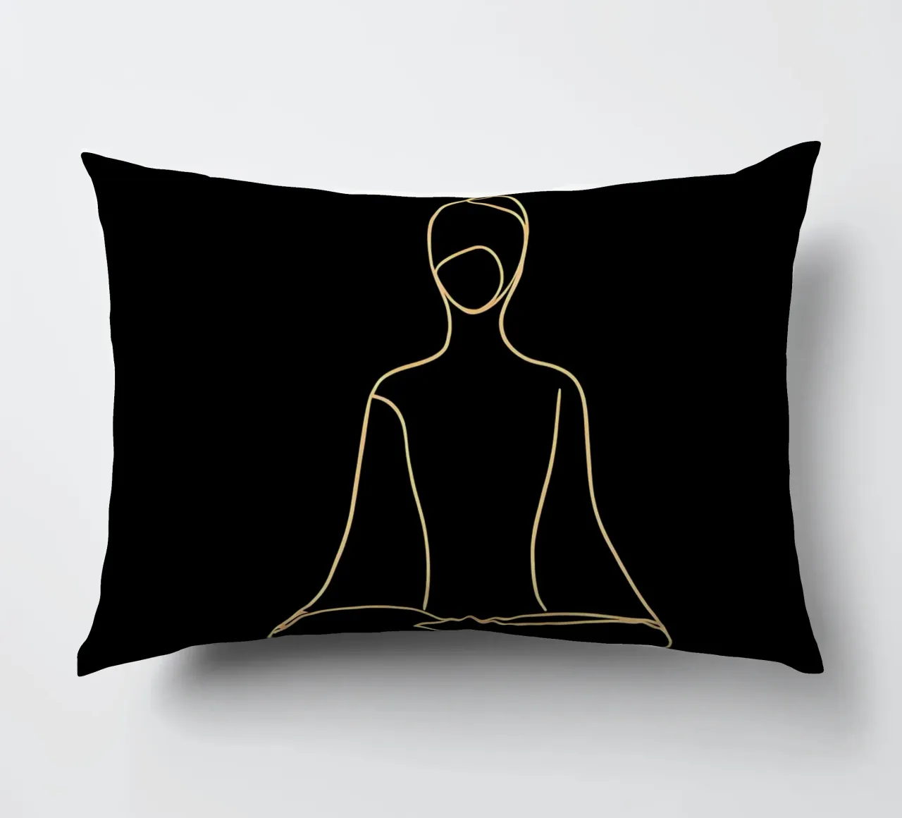 Minimalist Line Drawing of a Meditating Man | Modern Abstrac decorative cushion by Viv Line Art