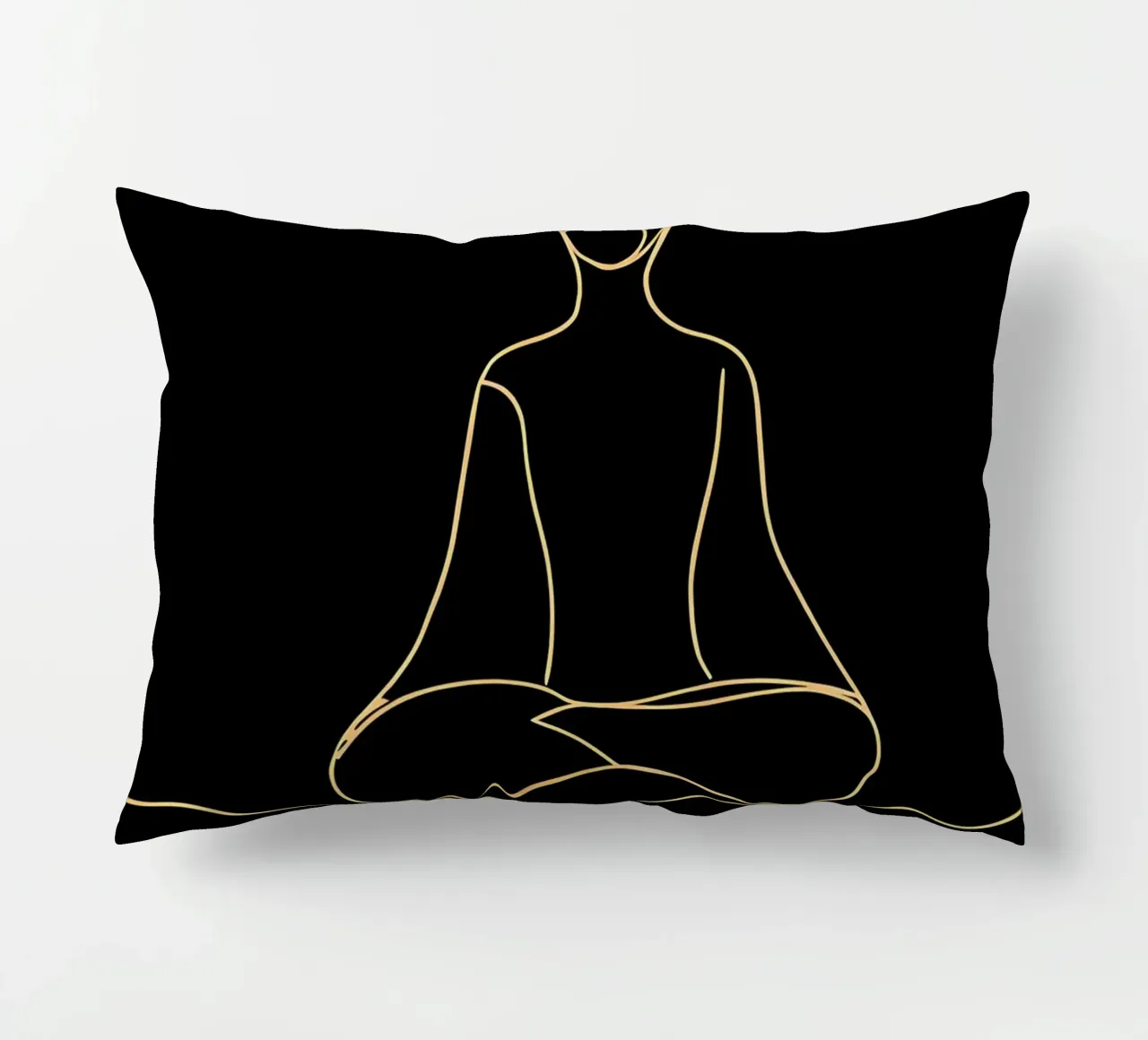 Minimalist Line Drawing of a Meditating Man | Modern Abstrac decorative cushion by Viv Line Art