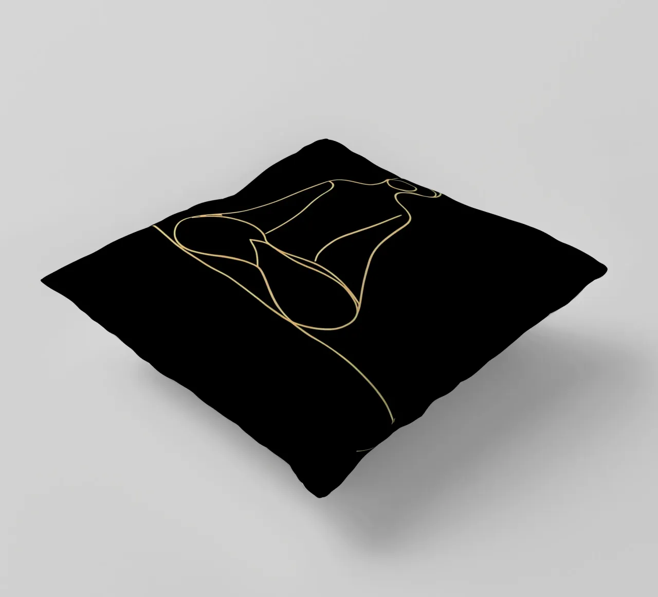 Minimalist Line Drawing of a Meditating Man | Modern Abstrac decorative cushion by Viv Line Art