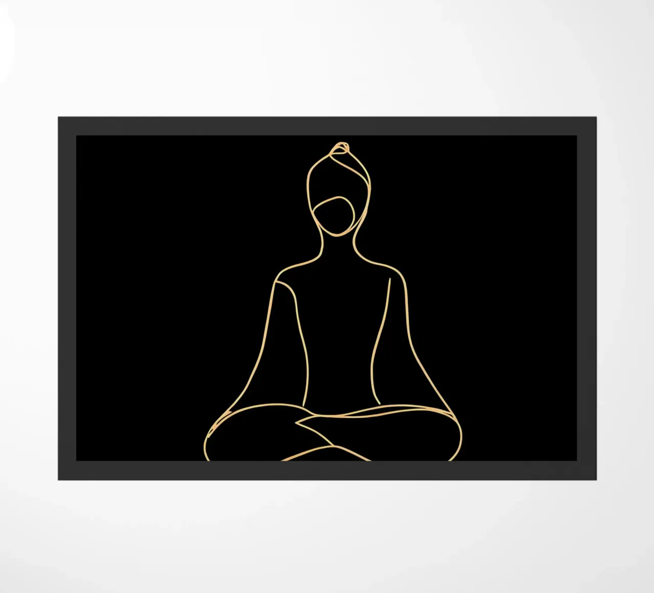 Minimalist Line Drawing of a Meditating Man | Modern Abstrac doormat by Viv Line Art