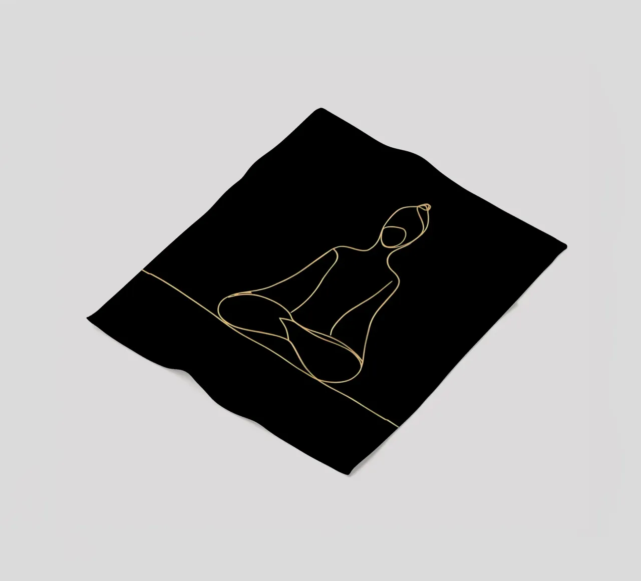 Minimalist Line Drawing of a Meditating Man | Modern Abstrac fleece blanket by Viv Line Art