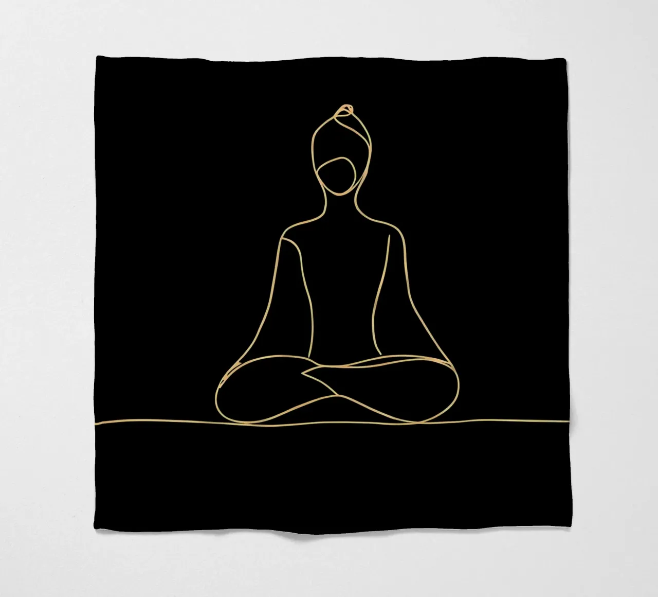 Minimalist Line Drawing of a Meditating Man | Modern Abstrac fleece blanket by Viv Line Art